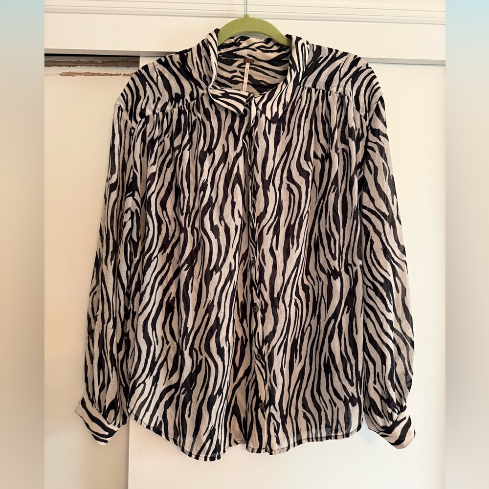 Free People Zebra Sheer shirt